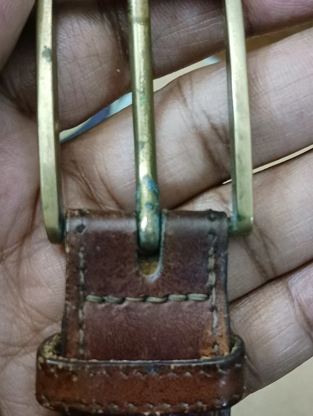 Surcingle Belt Stamped With Bowtie Shape Brass?? Buckle Size 23 26 , Fading Wear